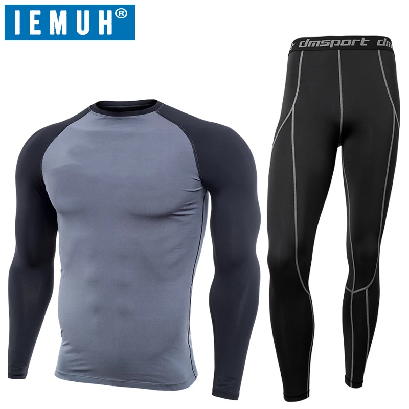 IEMUH New Winter Thermal Underwear Sets Men Quick Dry Anti-microbial Stretch Men's Thermo Underwear Male Warm Long Johns Fitness