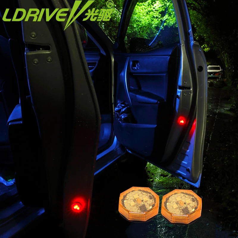 LDRIVE 2 шт. автомобиль Дверные огни Светодиодный Предупреждение анти столкновения