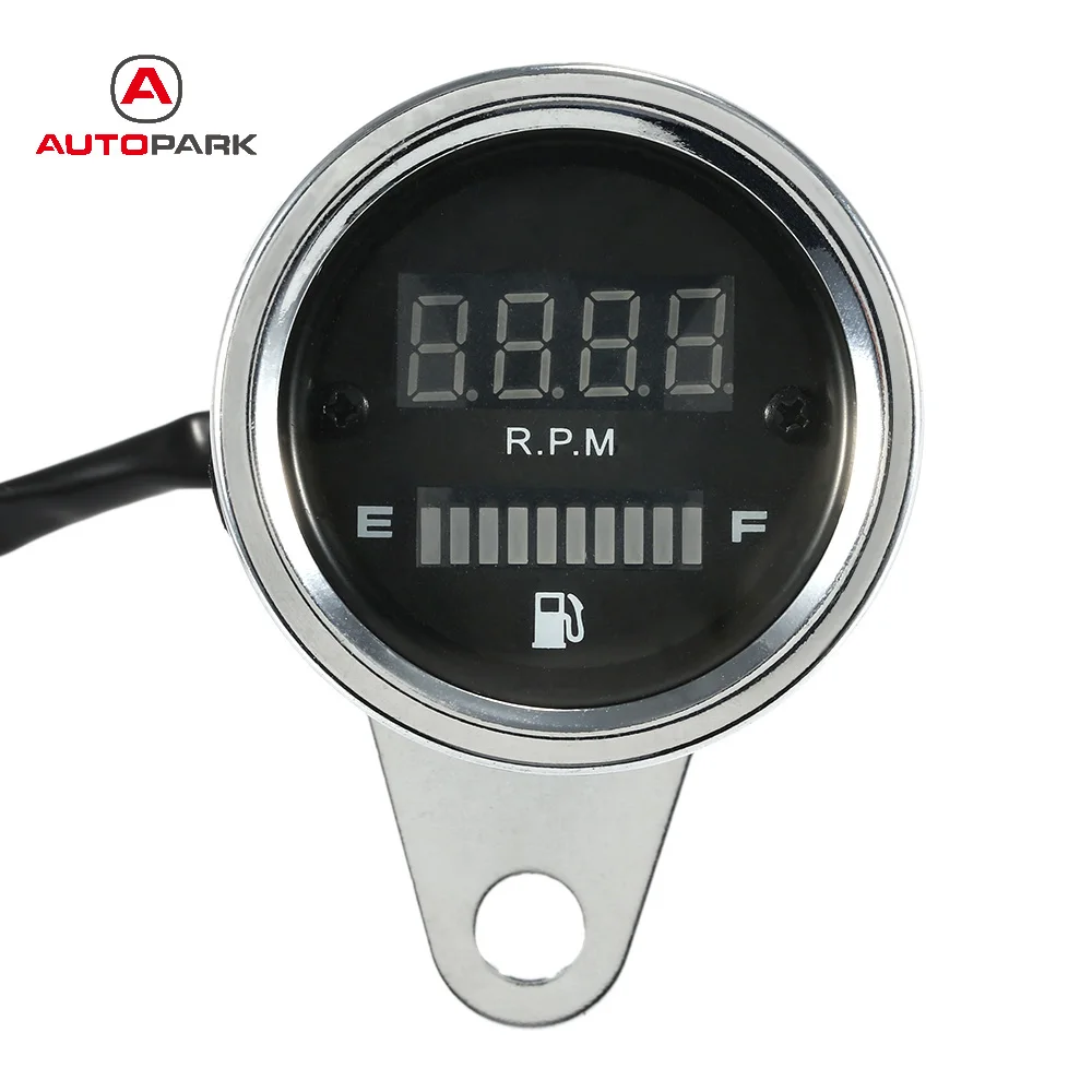 DC 12V Motorcycle 2 in 1 Tachometer RPM Shift Meter Fuel Gauge Meter