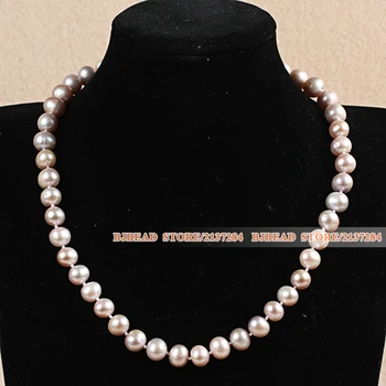 

Hot Sale Trendy Women Gift 16.9 Inches A Grade 9-10mm Natural Purple Freshwater Pearl Necklace With Heart Clasp