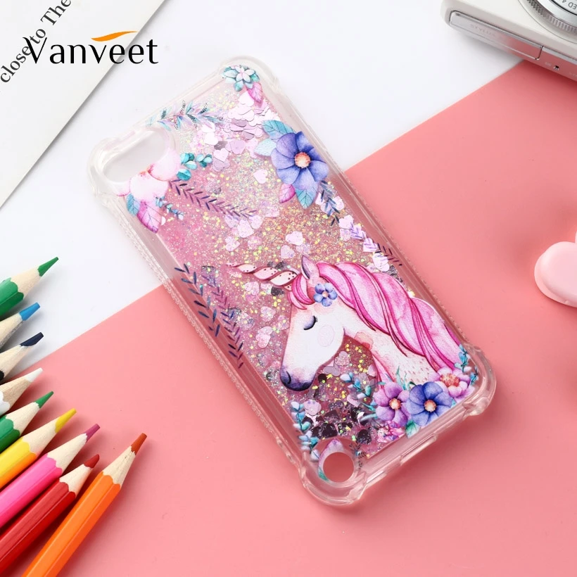 Vanveet لينة حالات لآبل آي بود تاتش 5 6 حالة Toch5 5th Toch6 6th منقوشة بريق غطاء ديناميكية كيس سوائل Fundas كوكه حقيبة