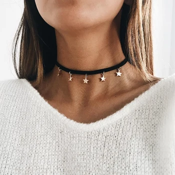 

KISSWIFE 2018 Vintage Exquisite Star Leather Tassel Pendant Clavicle Necklace Women Fashion Party Jewelry Accessories