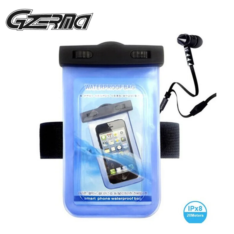 

Universal Waterproof Phone Pouch With Watertight Earphone Arm Strap Drawstring Waterproof Bags 5.5 Inch Swimming Bags