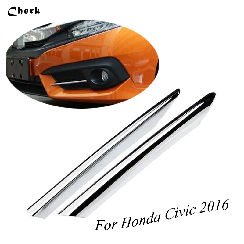 For Honda Civic 2016 2017 ABS Chrome Front Fog Light Eyelid Eyebrow Cover Trim Foglight font
