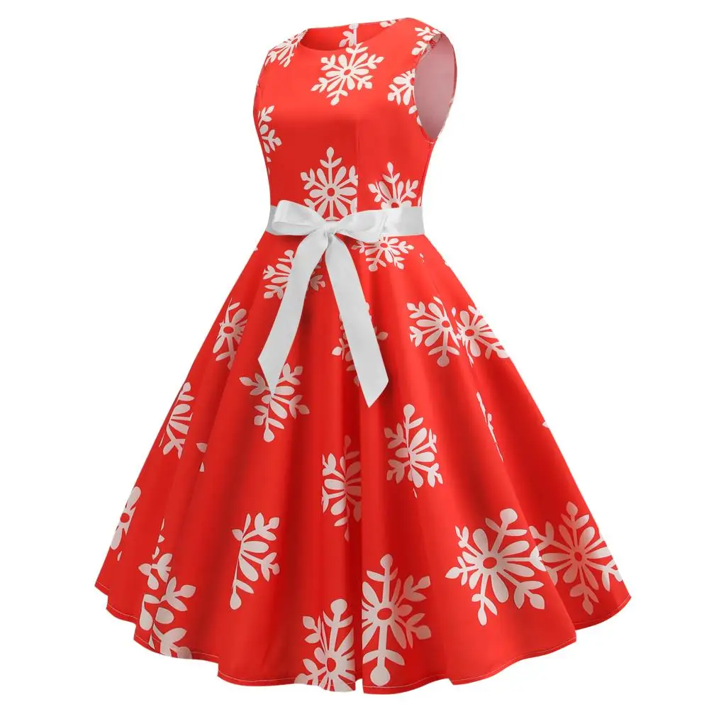 2019 new party sexy Christmas hot style Hepburn wind restoring ancient ways S waist sends ribbons sleeveless bodycon dress