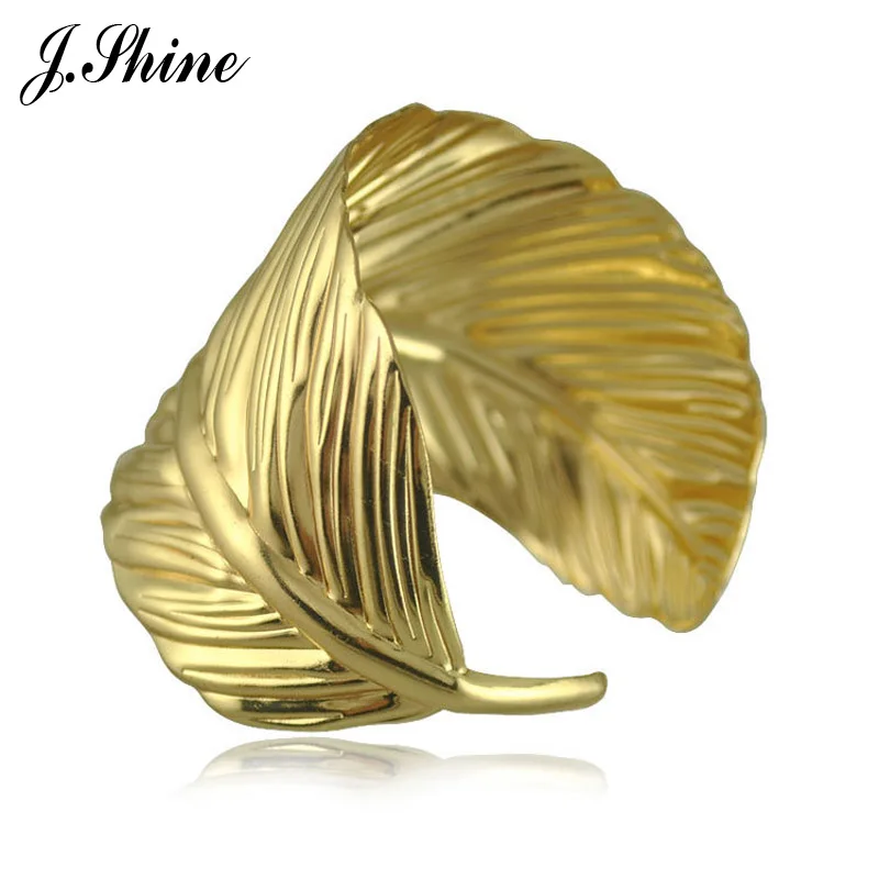 Новинка JShine модные ювелирные изделия серебряный цвет и золотой на руку лист перо