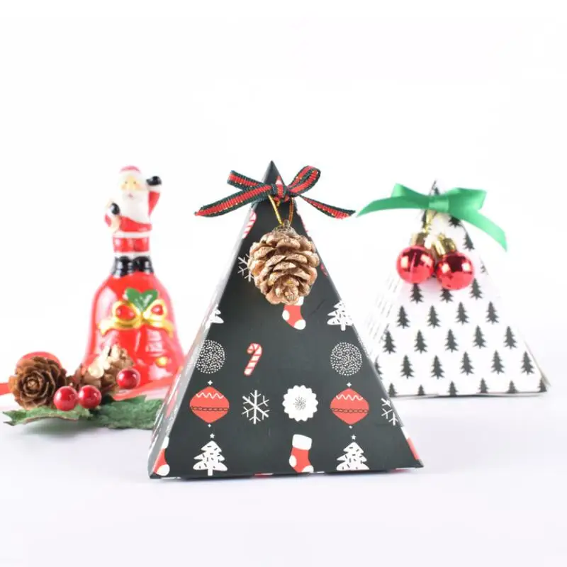 

20 Pcs/lot Creative Candy Box Christmas Wrapping Paper Folding Color Box Gift Chocolate Box Without Ribobn and Ball