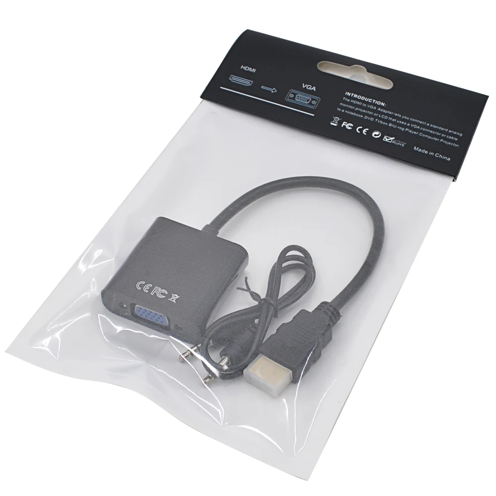 

TISHRIC HD 1080P for HDMI To VGA Adapter Converter Cable With Audio Video Cable For Projector Monitor PC Laptop