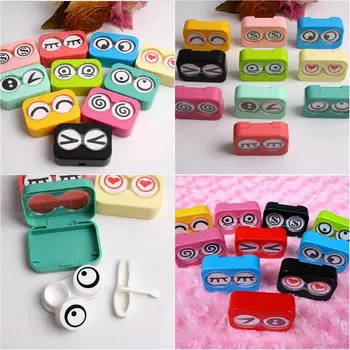 

New Colorful Mini Storage Contact Lens Box Container Holder Case Tweezers Set Eye Care Random colors