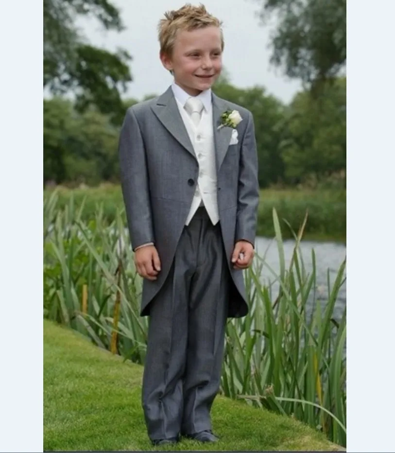 5119 30 De Réductionstyle Du Matin Garçon Tuxedos Pic Revers Enfants Costume Gris Enfant Mariagecostumes De Bal Veste Gilet Pantalon Noeud
