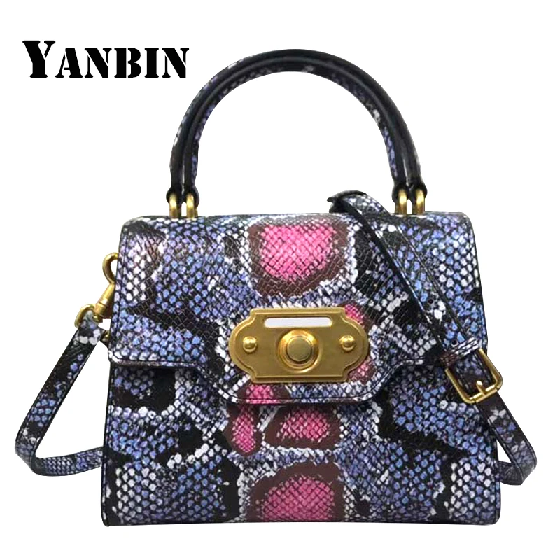 

2019 Europe and America Spring Fashion Style of women's Handbag Color snake skin pattern Shoulder Bag luxury handbags designer