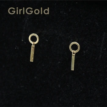 

9K solid gold unique Plate Bar Stud earring Minimal Simple Dainty style