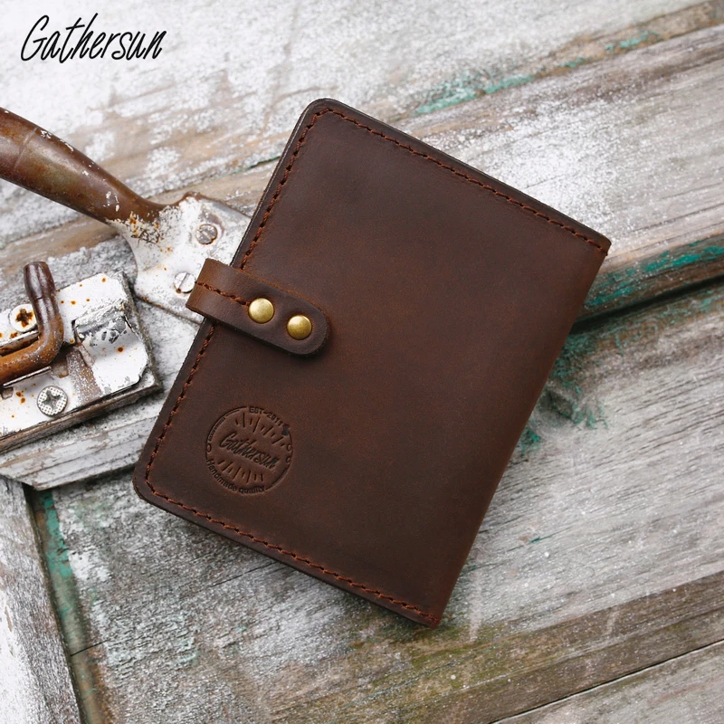 

2019 New Arrival Handmade Leather Credit Card Holder Vintage Crazy Horse Minimalist Wallet Business Card Pockets Free Shipping