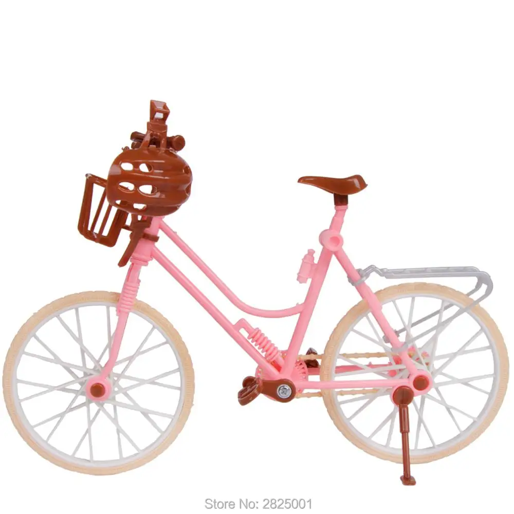 Красивый велосипед, съемные игрушки для улицы, пластиковый розовый велосипед с корзиной и коричневым шлемом, аксессуары для куклы Барби, детские игрушки