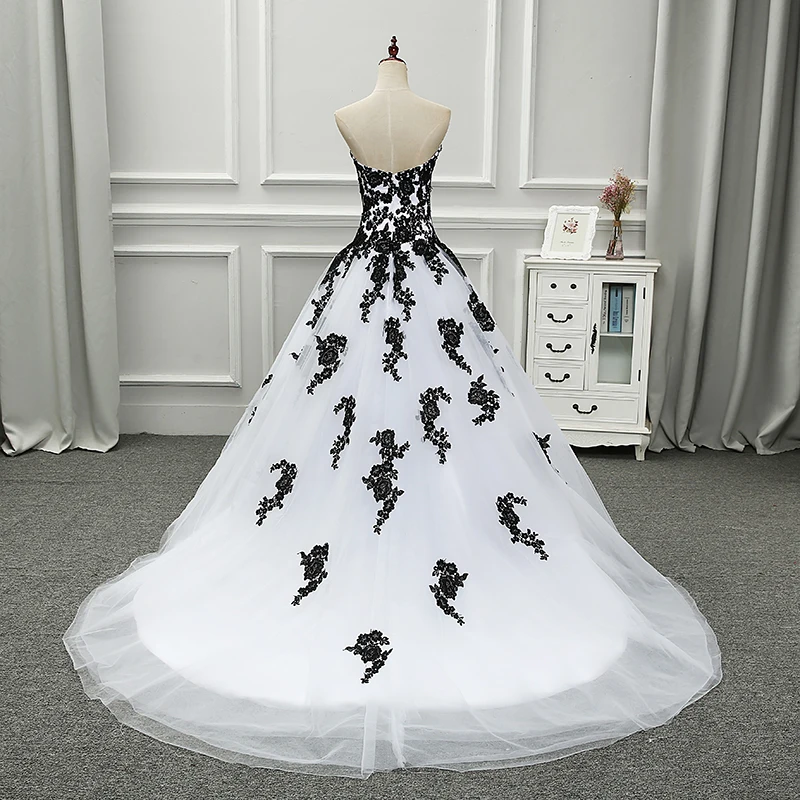 BacklakeGirls Robe De Mariage элегантные белые и черные свадебные платья 2020 Аппликация Милая