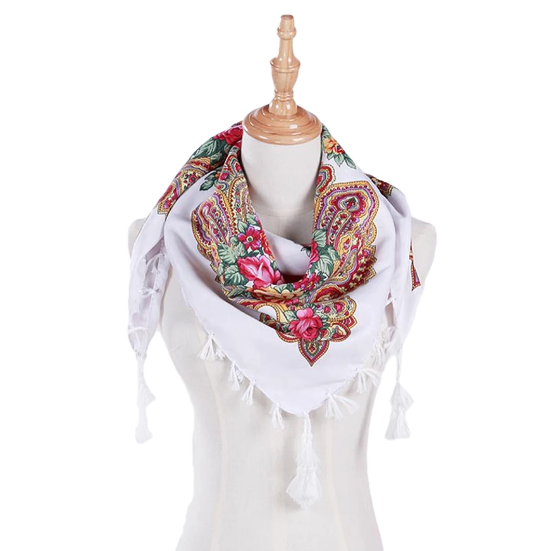  Fashion Russia Triangle Decorative Scarf Handmade Tassel Flower Design Scarves Blanket Shawl Handke