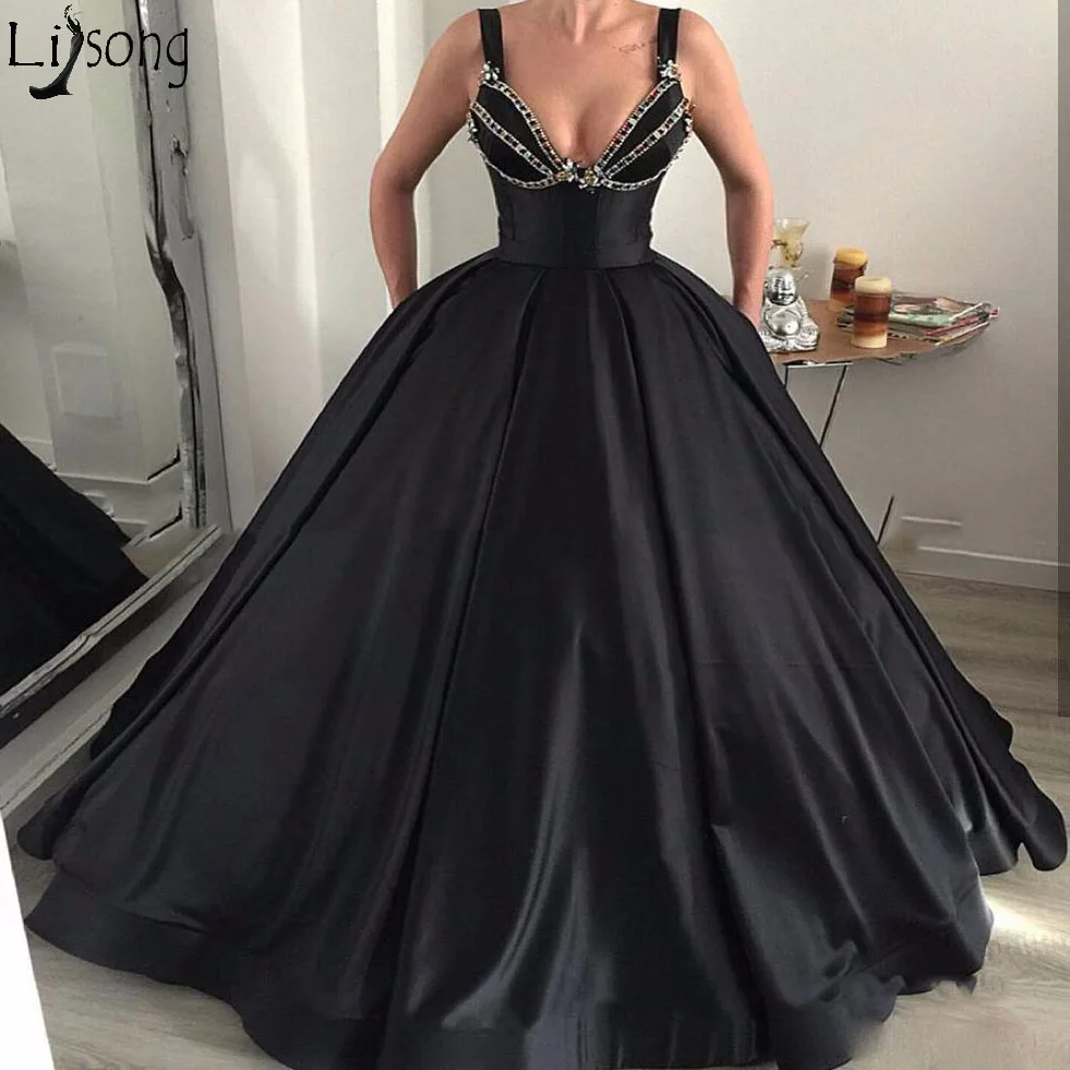 black rhinestone prom dress