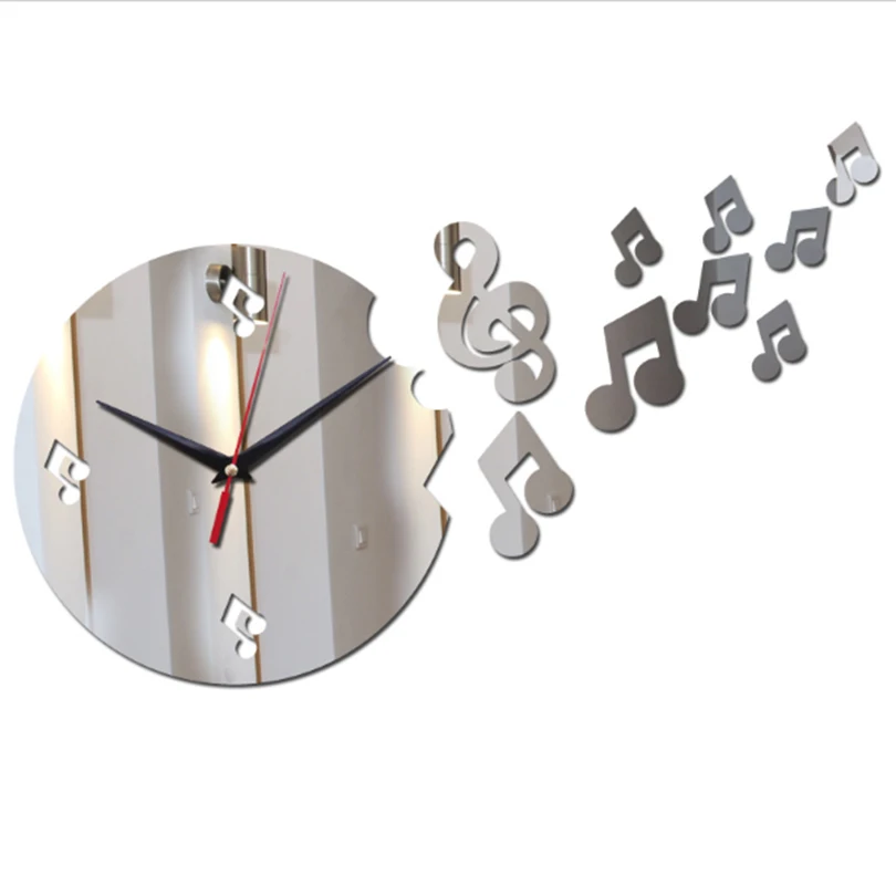 

2018 new acrylic mirror wall clock Quartz note style watch diy clocks watch modern design 3d stickers living room free shipping