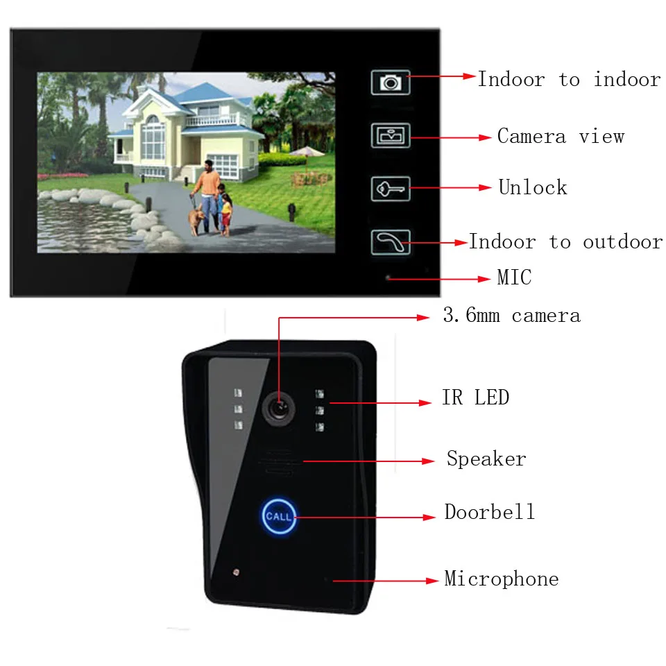 

7 inch Stylish Touch key Digital Doorbell Wireless LCD TFT Door Phone Peephole Viewer Color IR Camera Automatic Vidio Monitor