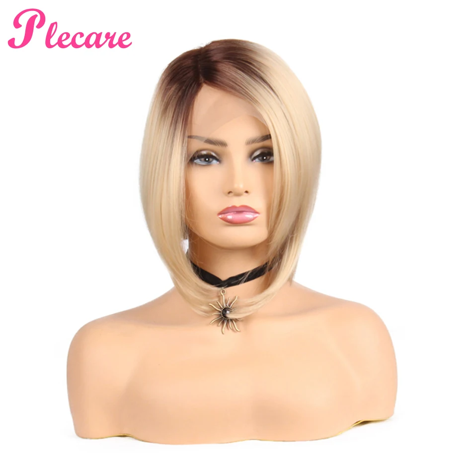 

Plecare Short Bob Straight Synthetic Pruike Lace Front Wig Glueless High Temperature Heat Resistant Fiber Hair Women Wigs.
