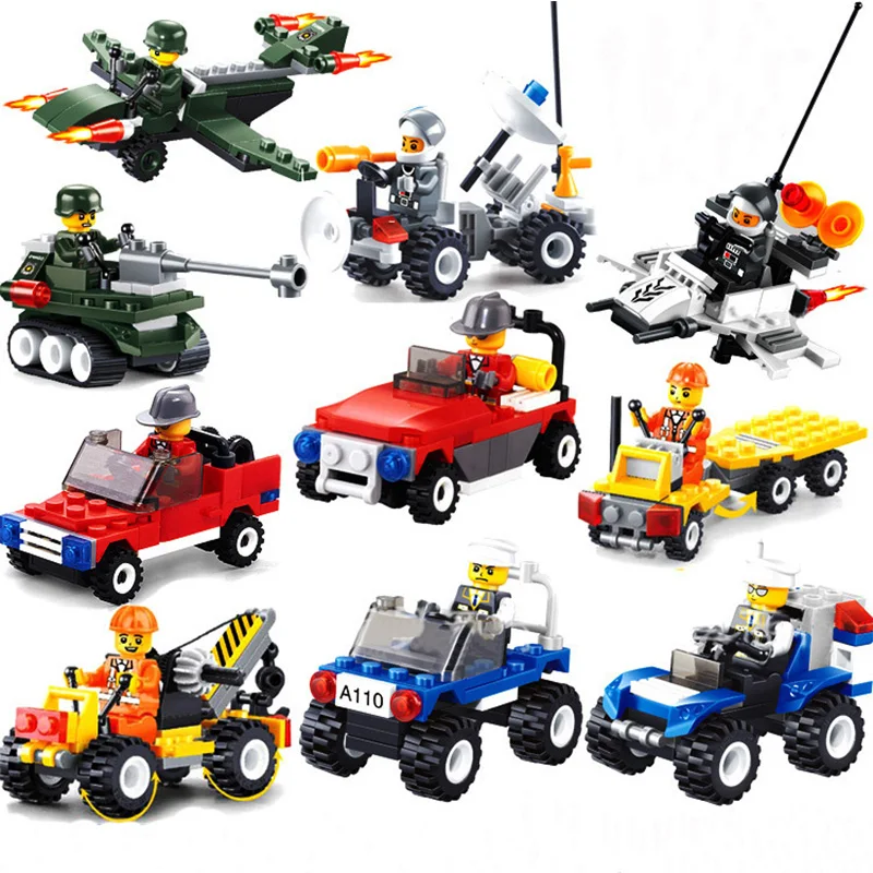 

City Series PoliceCar Fighter Mini Truck Educational Building Blocks Toy DIY Bricks Assembled Compatible Legoed Kids Boy Gifts