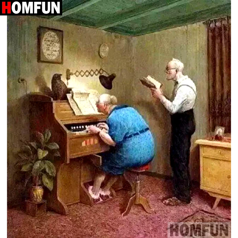 HOMFUN Full Square/Round Drill 5D DIY Diamond Painting &quotOld man piano&quot Embroidery Cross Stitch 3D Home Decor Gift A13107 | Дом и сад