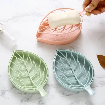 

Bathroom Accessories Plastic Leaf Shape Soap Dish Soap Container Portable Multi-functional Double Layer Soap Box Drain Layer 1PC