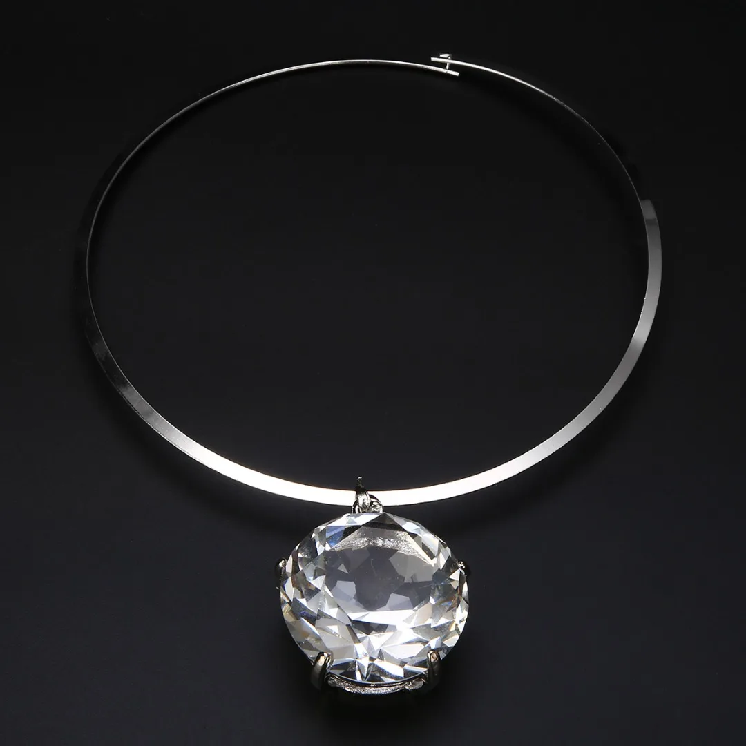 Shellhard Trendy Super Huge Crystal Necklace Exaggerate Large Big Bling Rhinestone Pendant Necklace Charms Women Party Jewelery
