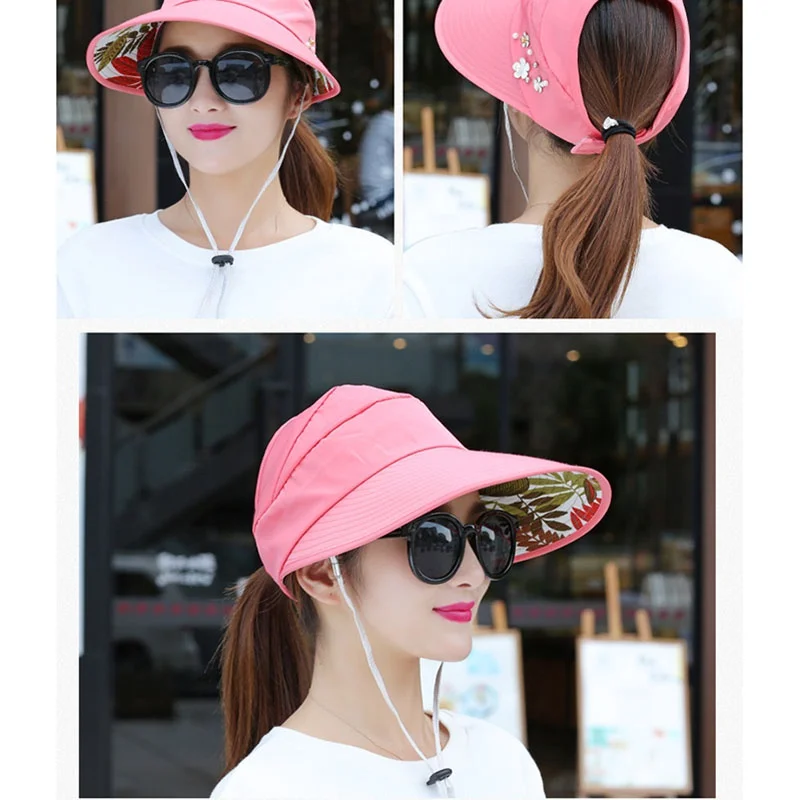 Пустой Топ шляпа Женская Новая мода козырек летняя уличная Солнцезащитная шляпа мужская пляжная альпинистская Женская стильная шляпа - Цвет: Многоцветный