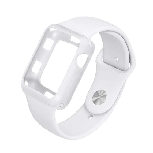 white Чехол+ ремешок для apple watch band apple watch 5 4 3 band pulseira 44 мм/40 мм iwatch band 42 мм/38 мм защитный чехол для браслета correa - Цвет ремешка: white