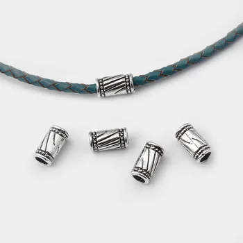 

30pcs Antique Silver Color Slider Beads Spacer For 4mm Round Leather Cord Necklace Bracelet Jewelry Findings