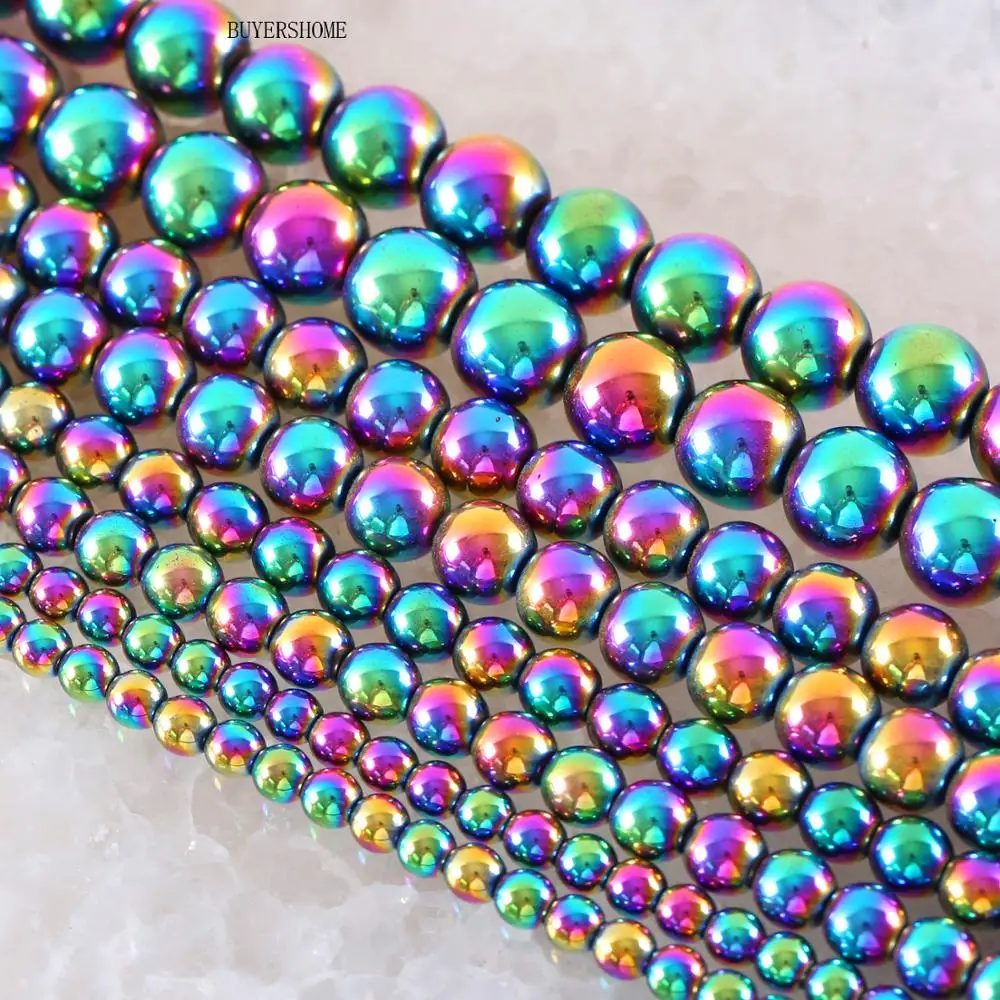 

Fit Jewelry Making Necklace Bracelet Earring Natural Stone 4 6 8 10 MM Multi-Color Round Magnetic Hematite Beads