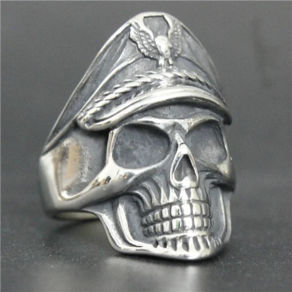 Drop Ship Cool Fashion Soldier Skull Ring 316L Stainless Steel Mens Women Eagle Cap | Украшения и аксессуары