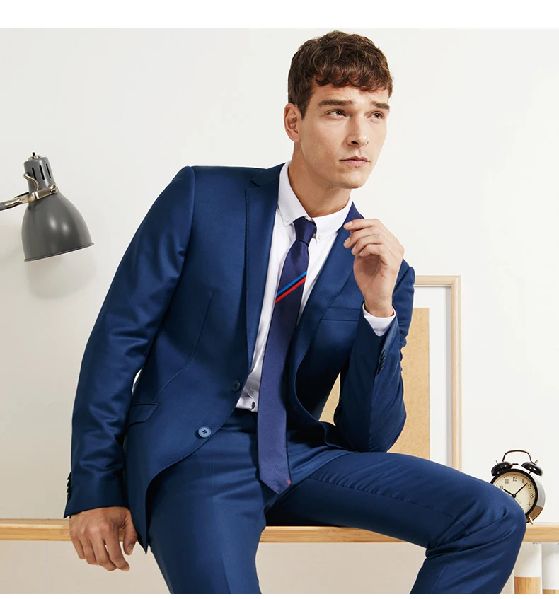 Elegant Navy Blue Fashion Business Suit Groom Designed Wedding Suit Prom Party Suits Slim Fit for Men Notch Lapel 2 Pieces Elegant Navy Blue Fashion Business Suit Groom Designed Wedding Suit Prom Party Suits Slim Fit for Men Notch Lapel 2 Pieces