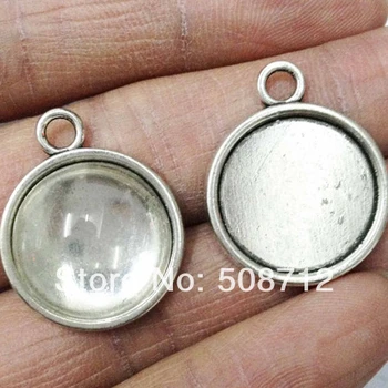 

Free Ship!!! 100pcs Dull Silver Pendant Trays / Blank Bezel Settings 18mm Round for Glass Resin or Epoxy Stickers