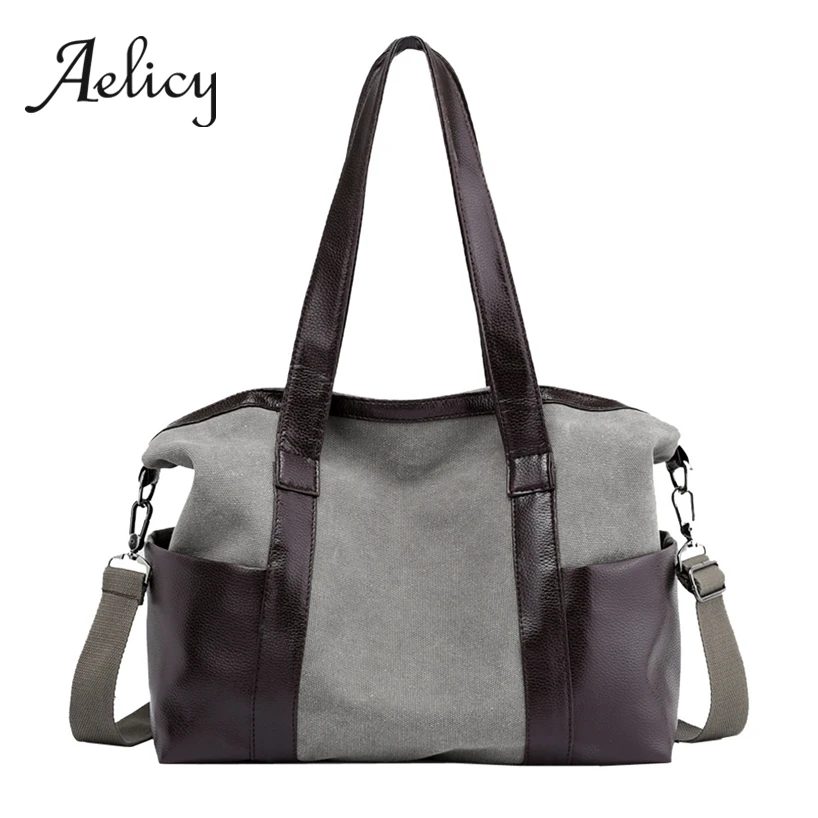 

Aelicy Women Men Neutral Soft Canvas Tote Bags Boston Bag Handbag Large Capacity Satchel Crossbody Shoulder Bag Fashion 2019