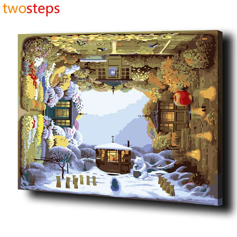 TwoSteps DIY Digital Canvas Oil Painting By Numbers Framed Coloring By