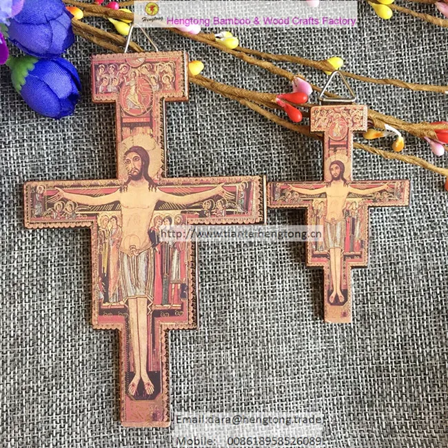 

3sets/pack wooden wall orthodox crucifix, San Damiano cross made from plywood