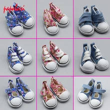 5cm Doll Printing Shoes Denim Sneakers for BJD dolls Fashion Denim Canvas Mini font b Toy