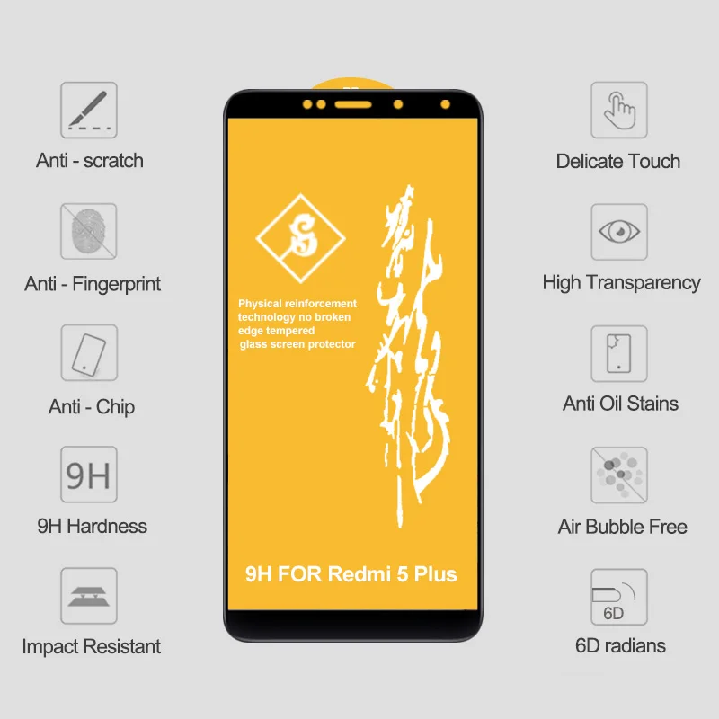 6D стекло для Xiaomi Redmi S2 защита экрана Redmi 5 Plus Защитное стекло для телефона для Xiaomi Redmi Note 5 Pro стекло