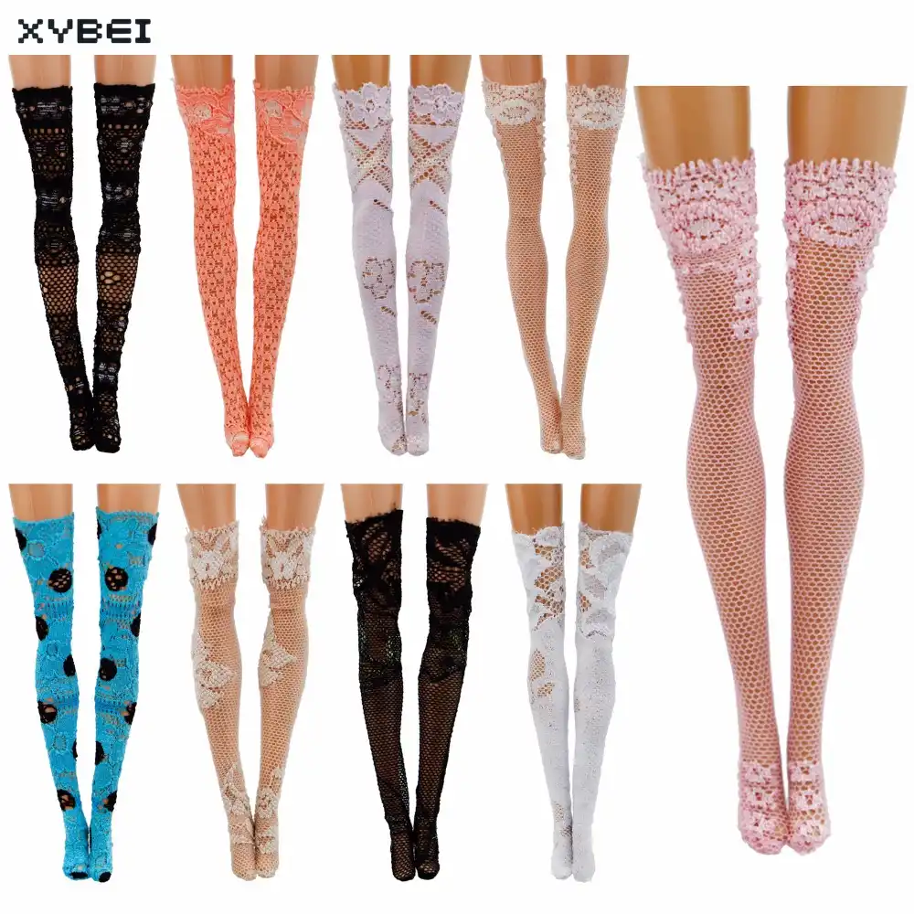 Clothes And Accessories For Barbie Doll 32 5 Pair Handmade Lace Long Socks DIY