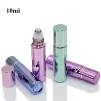 10pcs/lot 10ml Glass Roll On Bottle with Metal Stainless Steel Ball Perfume Glass Vials Essential Oil Bottle Refillable