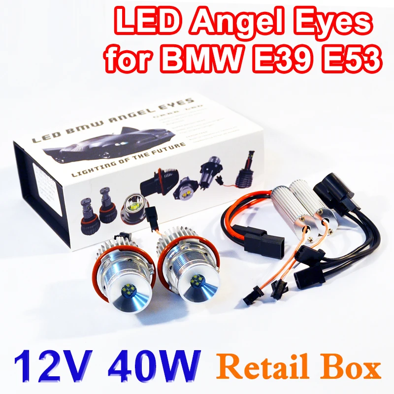

Flytop 1 Set 2*20W 40W LED Marker Angel Eyes Retail Box 7000K XENON White for E39 E53 E60 E61 E63 E64 E65 E87