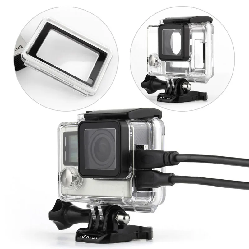 

SOONSUN Skeleton Protective Housing Case Side Open Case Cover Shell with Touch Backdoor for GoPro Hero 4 3+ 3 Camera