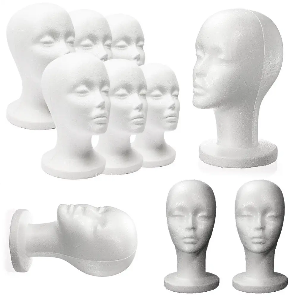 

New Practical White Foam Female Mannequin Head Hair Wigs Glasses Cap Display Holder Stand Model Mannequin Hat Stand Styrofoam