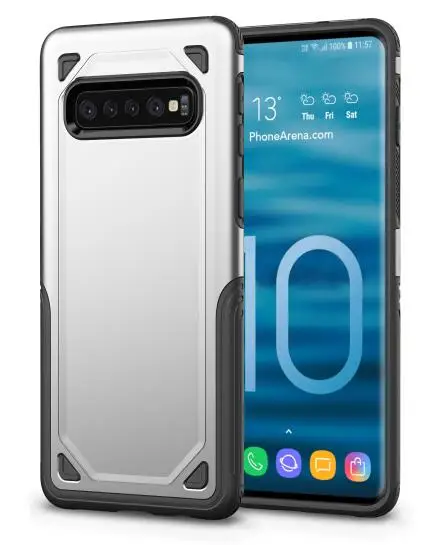 SGP Броня PC Spigen прочный силиконовый 2в1 чехол для телефона для samsung Galaxy S10 5G E S8 S9 Plus S7 Note 8 9 противоударный чехол аксессуар - Цвет: Серебристый