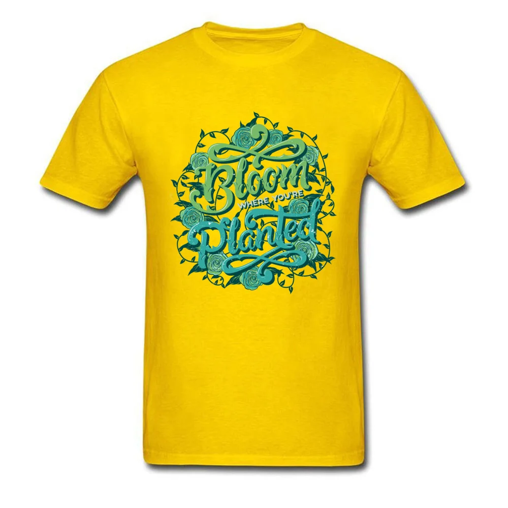 Hip Hop Men T Shirt O Neck Short Sleeve 100% Cotton Bloom Tops Shirts Printed T Shirt Drop Shipping Bloom yellow