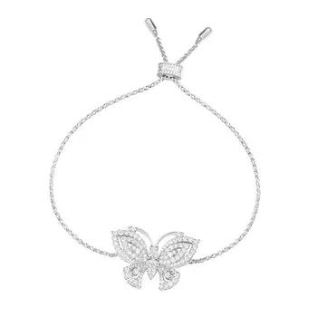 

SLJELY Luxury Brand 925 Sterling Silver Butterfly Bracelet with AAA Zircon CZ stones Adjustable Chain Women Party Jewelry Gift