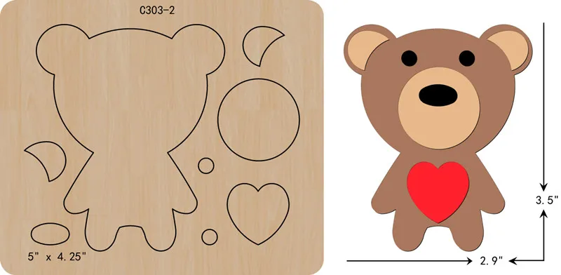 

New Bear Wooden die Scrapbooking C-303-2 Cutting Dies Compatible with most die cutting machine