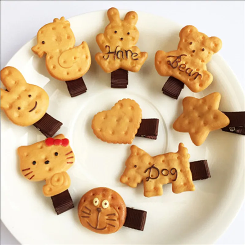 

Dog hairpin soft cute simulation biscuit hairpin kitty bear side clip pet supplies pet hair accessories